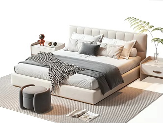Modern Double Bed 3d model