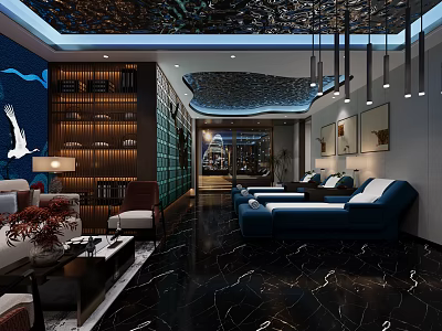 Luxury SPA Sauna Wellness Space With Comfortable Lounge Seats And Modern Decorative Lighting 3d model