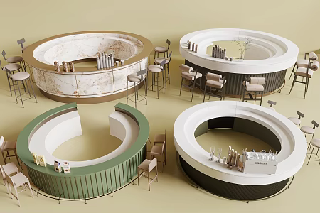 Modern Bar Water Bar Coffee Bar Round Bar Chair 3d model