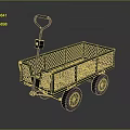 Green Mesh Construction Cart With Handle And Wheels For Building Site Material Transport