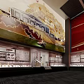 Cinema Interior With Red Seats Staircase Decorated Walls Lighting And Screen