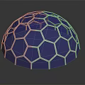 Purple Hexagonal Geometric Pattern Hemisphere With Shiny Reflective Surface Design