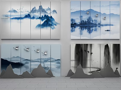 Landscape painting hard pack combination 3d model