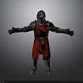 Man In Silver Armor With Red Robe And Cross Symbol Standing With Arms Outstretched