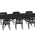 Modern Rectangular Dining Table Set With Matching Chairs And Wooden Top Design 3d model