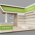 Modern Display Shelves With Green Panels Wooden White Structure And Multiple Layers 3d model