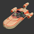 Sci Fi Aircraft 3D Model With Orange Beige Streamlined Design And Cockpit 3d model