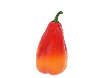 Vibrant Red Orange Bell Pepper With Green Stem Fresh Ripe Vegetable 3d model