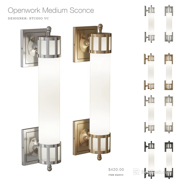 Modern Wall Sconces With Glass Shades And Various Metal Finishes For Home Decor 3d model 