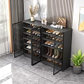 Sleek Modern Black Shoe Cabinet With Glass Doors For Spacious Home Entryway Shoe Storage