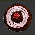 Delicious Cupcake With Pink Swirl Frosting Chocolate Drizzle And Red Berry Topping