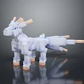 Pixel Art 3D Dragon Character With Blocky White Body Blue Eyes And Horns
