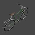 Classic Green Bicycle With Brown Seat Rear Rack And Black Handlebars