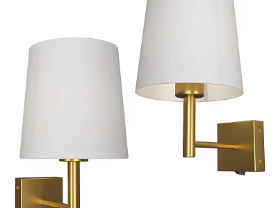 Modern Gold Wall Sconces With White Fabric Shade For Contemporary Home Decor 3d model