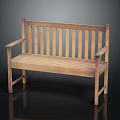 Wooden Bench Classic Design With Armrests Slatted Back And Slatted Seat
