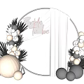 Elegant Decorative Balloons With Pearls Circular Frame And White Curtains