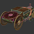 Vintage Wooden Steam-powered Carriage Featuring Large Spoked Wheels and Intricate Retro Design