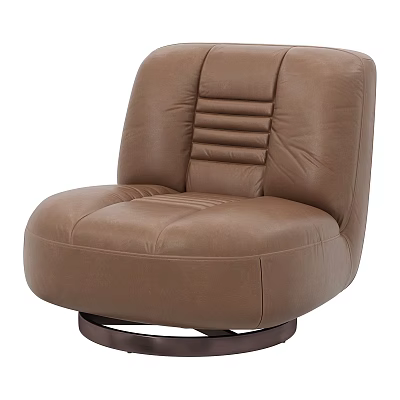 Brown Leather Single Sofa With Comfortable Backrest And Swivel Base Design 3d model