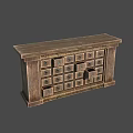 Vintage Wooden Display Cabinet Shelf with Multiple Drawers for Storage and Classic Design