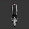Silver Sleek Modern Motor Scooter With Black Seat And Rearview Mirrors