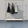 Elegant Hinged Door Wardrobe With Metal Clothing Rack And Marble Shelf