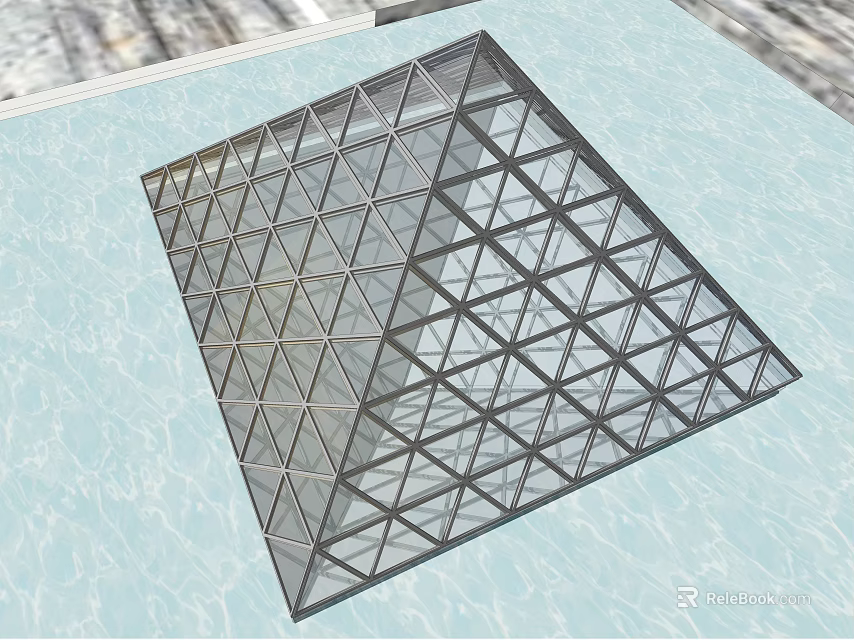Architectural Steel Grid Structure With Geometric Framework And Triangular Pattern Design 3d model