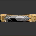 Ornate Fantasy Weapon With Serrated Blade Golden Hilt And 3D Design