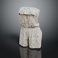 Strapless Floral Print Women's Summer Casual Romper With Ruffled Edge Design