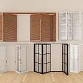 Different Styles of Folding Doors Including Wooden Louvered and Black Frame Designs