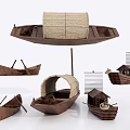 Wooden Boats With Various Traditional Designs Sails Canopies And Classic Structures