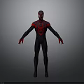 Spider Man Character Design With Black Red Suit And Web Pattern Mask
