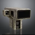 Vintage Retro Camera Device With Worn Beige Texture Black Screen And Small Panels