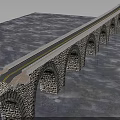 Stone Arch Bridge Featuring Multiple Arches Spanning Water Surface and Roadway 3d model
