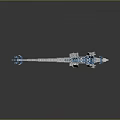 Fantasy Dinosaur 3D Model With Gray Body Blue Spiked Back And Glowing Crystal Structures