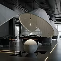 Modern Hotpot Restaurant Interior With Unique Hanging Light Fixtures Large Windows And White Spherical Decor
