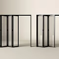 Modern Folding Doors Design With Black Frame And Transparent Glass