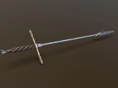 Classic Medieval Steel Sword With Twisted Hilt And Sharp Metal Blade Design 3d model