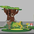 Interactive Play Area with Tree House Slide Mushrooms Paths and Animal Figures
