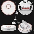 Modern Robotic Vacuum Cleaner With Charging Dock Brushes And Internal Components 3d model