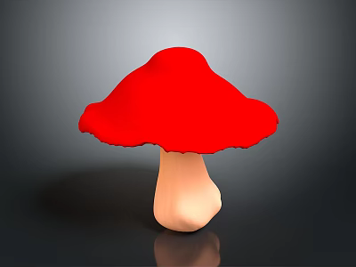 Red Mushroom Plant With Bright Red Cap And Light Colored Stem On Gray Background 3d model