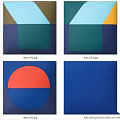 Colorful Geometric Pillows With Abstract Blue Green Orange And Yellow Patterns