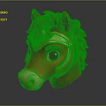 Red Horse Head Sculpture With Golden Armor And Ornate Design Details