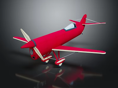 Red Biplane Passenger Aircraft With Propeller And Classic Exterior Design 3d model