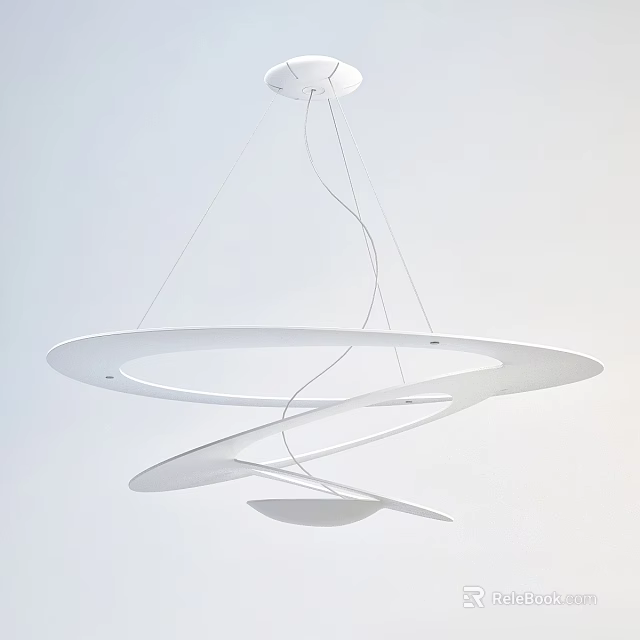 Elegant Modern Unique Shape Pendant Light With White Spiral Circular Design 3d model