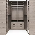 Modern Natural Wood Wardrobe Interior Design With Open Shelves Drawers And Compartments