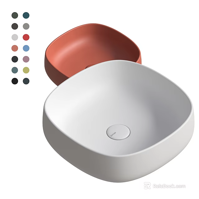 Modern Sleek Washbasin With Multiple Color Options Smooth Surface And Contemporary Design 3d model
