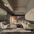 Hotel Guest Room With Wooden Decor Large Windows Cherry Blossom View And Minimalist Design