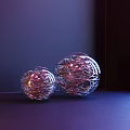 Multiple Sizes Spherical Wire Wrapped Decorative Lights With Warm Glow On Purple Background
