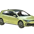 Yellow Hatchback Car with Black Roof Sporty Wheels Modern Exterior Design and Driver Inside