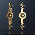 Elegant Decorative Golden Metal Handles With Circular Accents And Ornate Design